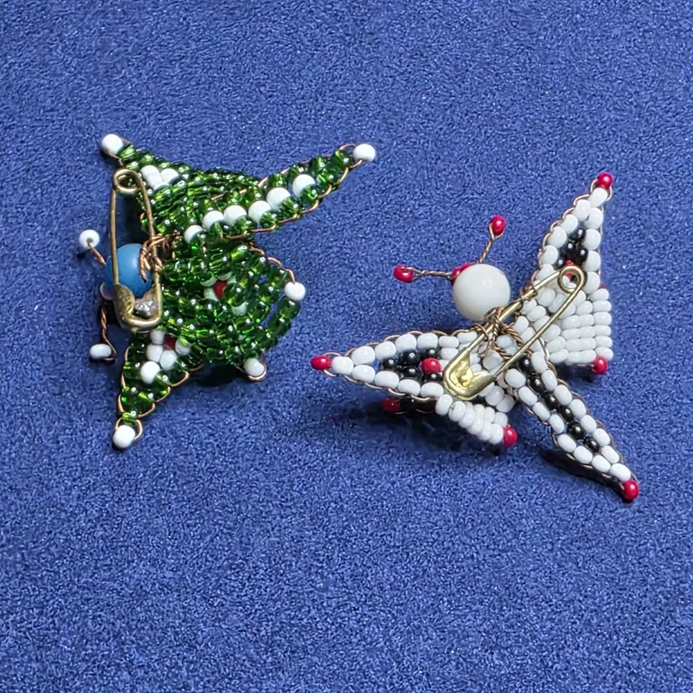 Colorful Beaded Butterfly Brooch Set 631